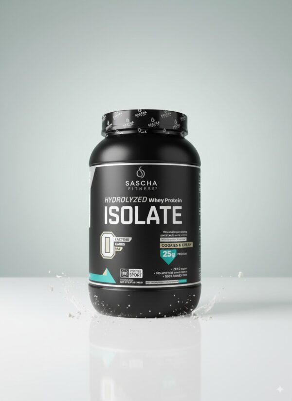 Sascha Fitness Hydrolyzed Whey Protein ISOLATE - Cookies & Cream (25g Proteína)